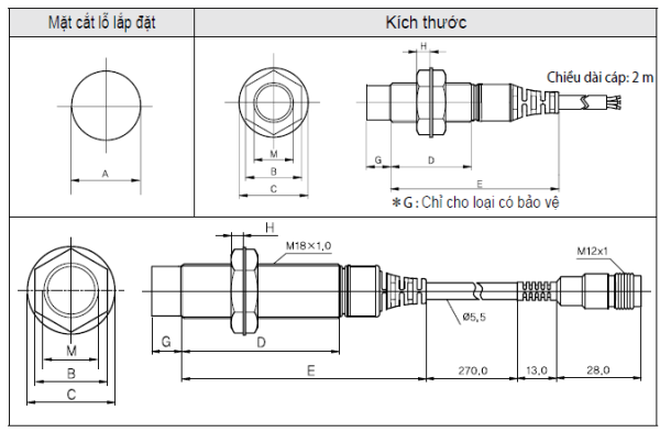 Cảm biến tiệm cận loại DC NPN PNP UP 12RM 2N