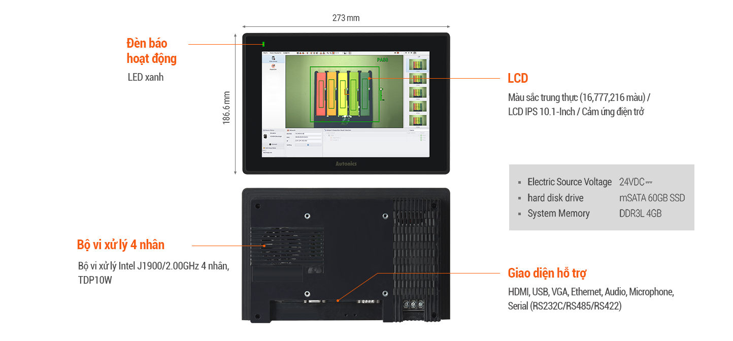 Dễ dàng thiết lập hệ thống cảm biến hình ảnh VG series với màn hình LCD màu 10,1 inch APC Series TPS20