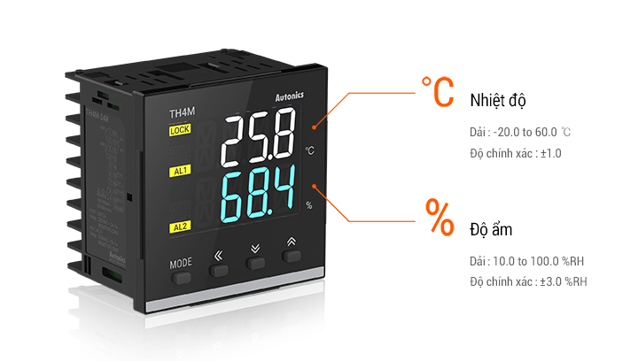 Điều khiển đồng thời nhiệt độ và độ ẩm TH4M