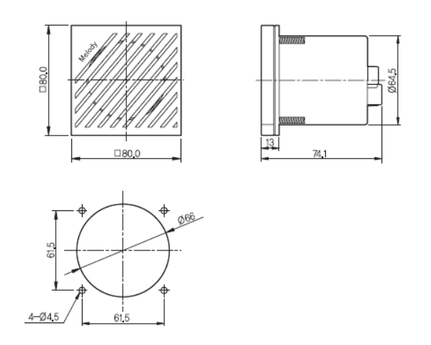 Kích thước và mặt cắt bảng điều khiển Còi báo Hanyoung HY-606-MD/MA
