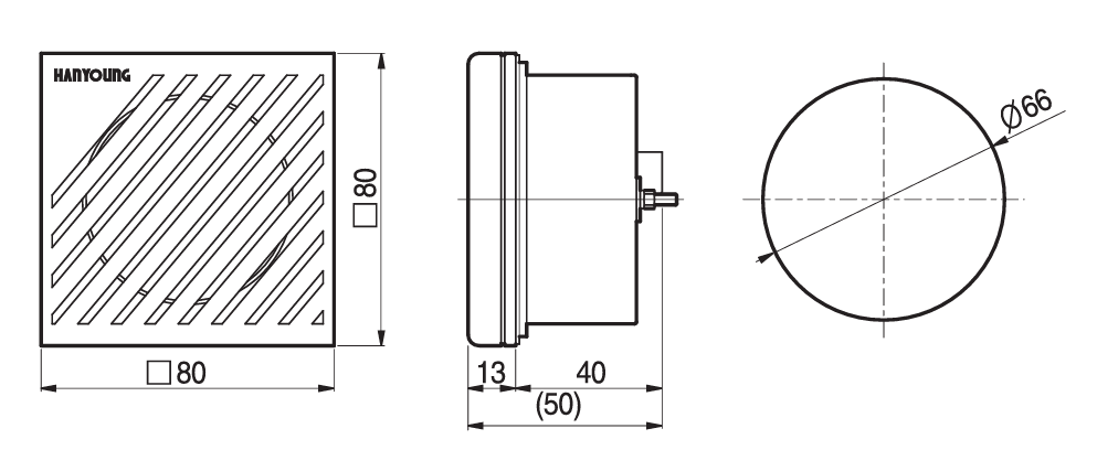 Kích thước và mặt cắt bảng điều khiển Còi báo Hanyoung HY-606