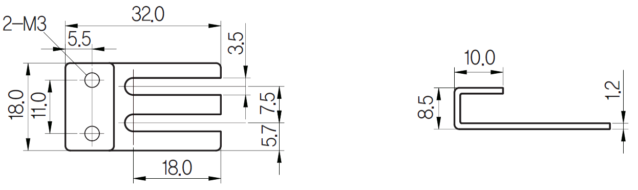 Cảm biến tiệm cận vuông 2 dây DC UP18S-5T 4 Kích thước và mặt cắt Cảm biến tiệm cận vuông 2 dây DC UP18S