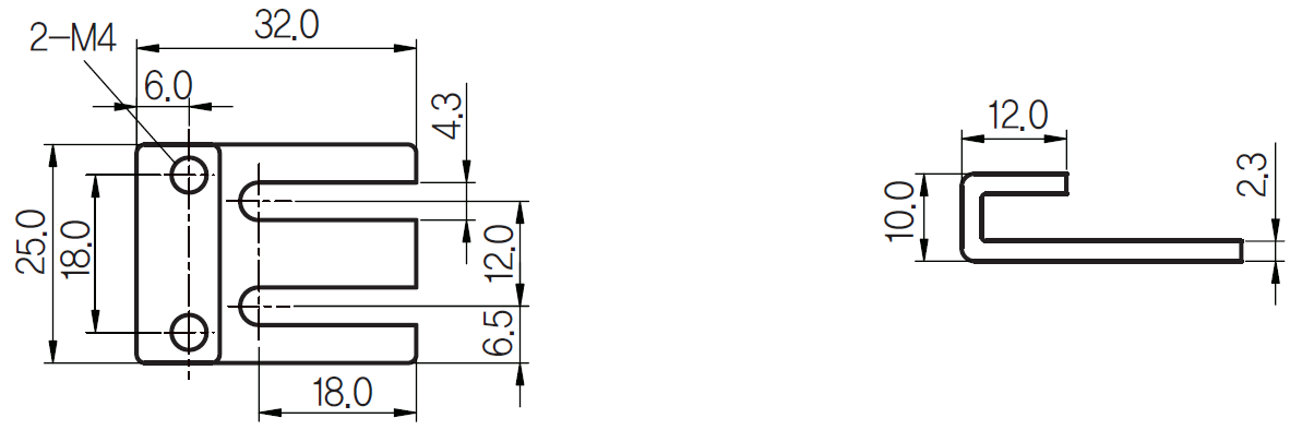 Cảm biến tiệm cận vuông 2 dây DC UP25S-5U 4 Kích thước và mặt cắt Cảm biến tiệm cận vuông 2 dây DC UP25S