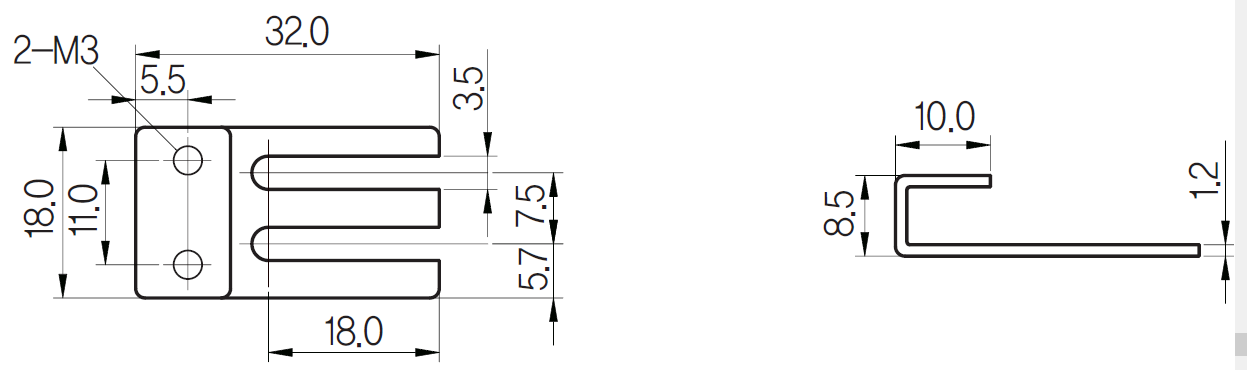 Cảm biến tiệm cận vuông 3 dây DC UP18S-8P 4 Kích thước và mặt cắt Cảm biến tiệm cận vuông 3 dây DC UP18S