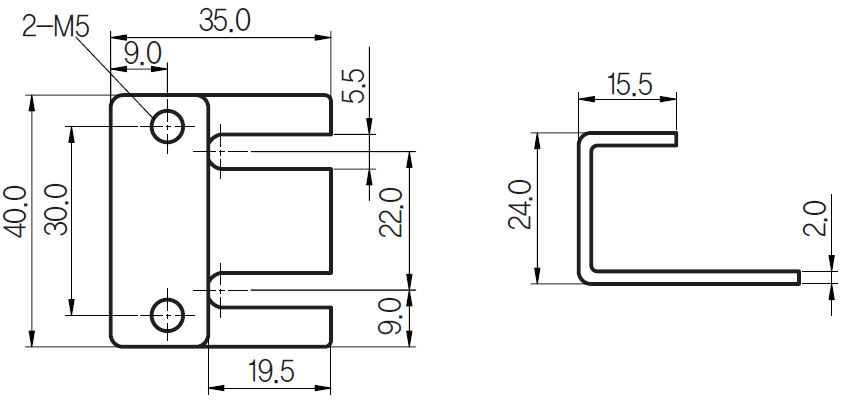 Cảm biến tiệm cận vuông 3 dây DC UP40S-20P 4 Kích thước và mặt cắt Cảm biến tiệm cận vuông 3 dây DC UP40S