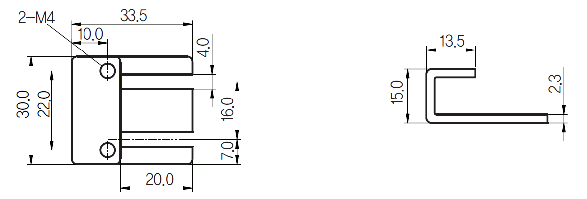 Cảm biến tiệm cận vuông 2 dây AC UP30S-15A 4 Kích thước và mặt cắt Cảm biến tiệm cận vuông 2 dây AC UP30S