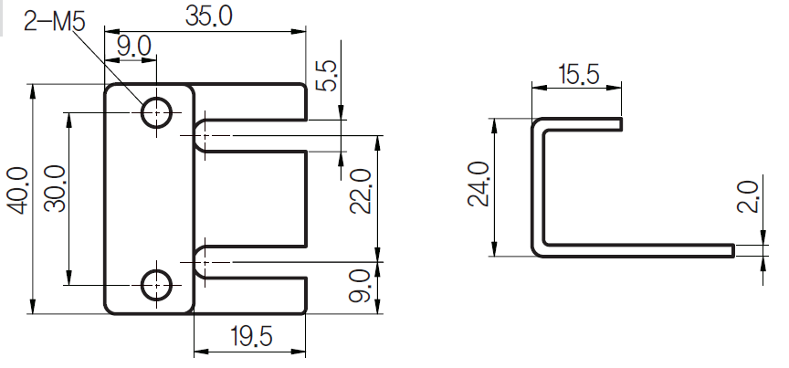 Cảm biến tiệm cận vuông 2 dây AC UP40S-20A 4 Kích thước và mặt cắt Cảm biến tiệm cận vuông 2 dây AC UP40S